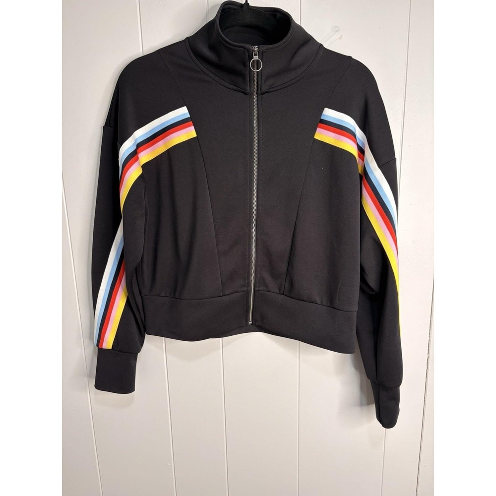 Express One Eleven Women Black Track Jacket XS Retro Vibes Boho Y2K Petite TP